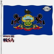 Pennsylvania State Flag 3x5 Double Sided PA State Flags Outdoor Heavy Duty 3 Ply Polyester Material with 2 Metal Grommets 4 Rows of Stitching